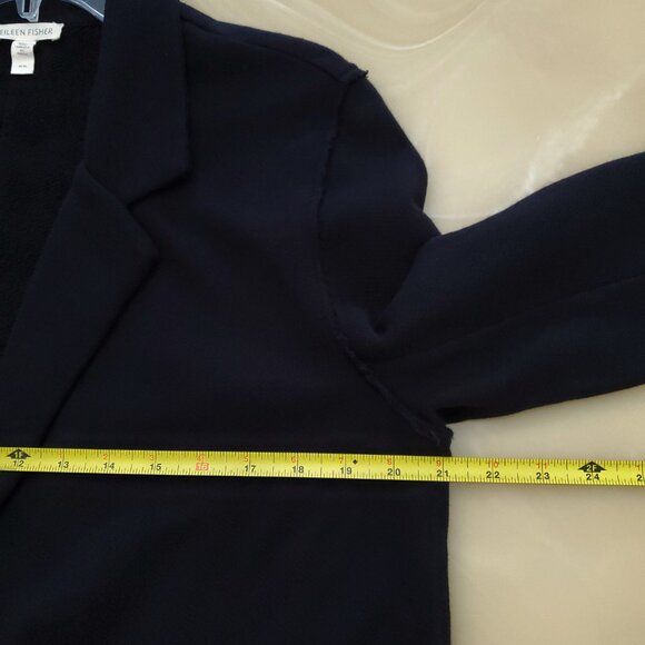 Eileen Fisher Lightweight Organic Cotton Terry Blazer Raw Edge Pockets Size M - Picture 12 of 16